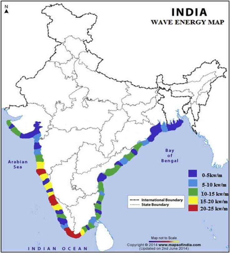 Wave energy map for India